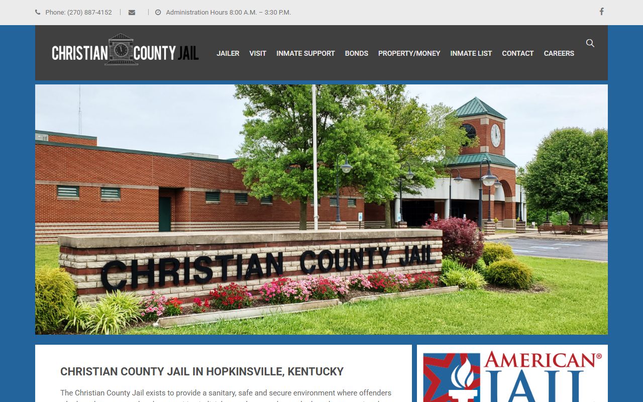 Christian County Jail homepage for Trigg County jail mugshots and booking photo lookup